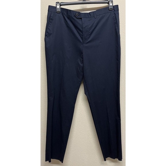 HUGO BOSS Men's Hesten Dress Pants Size 36 Blue Slim Fit Unhemmed NEW 50386 - Picture 1 of 14
